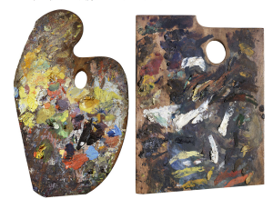 The palettes of Claude Monet on the left  and Eduard Manet right’